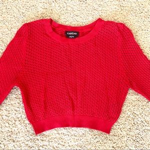BEBE Red Cropped Sweater